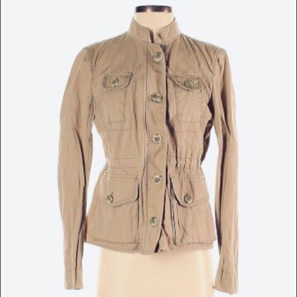 ANN TAYLOR LOFT TAN UTILITY JACKET PARKA SIZE SP - Picture 4 of 11